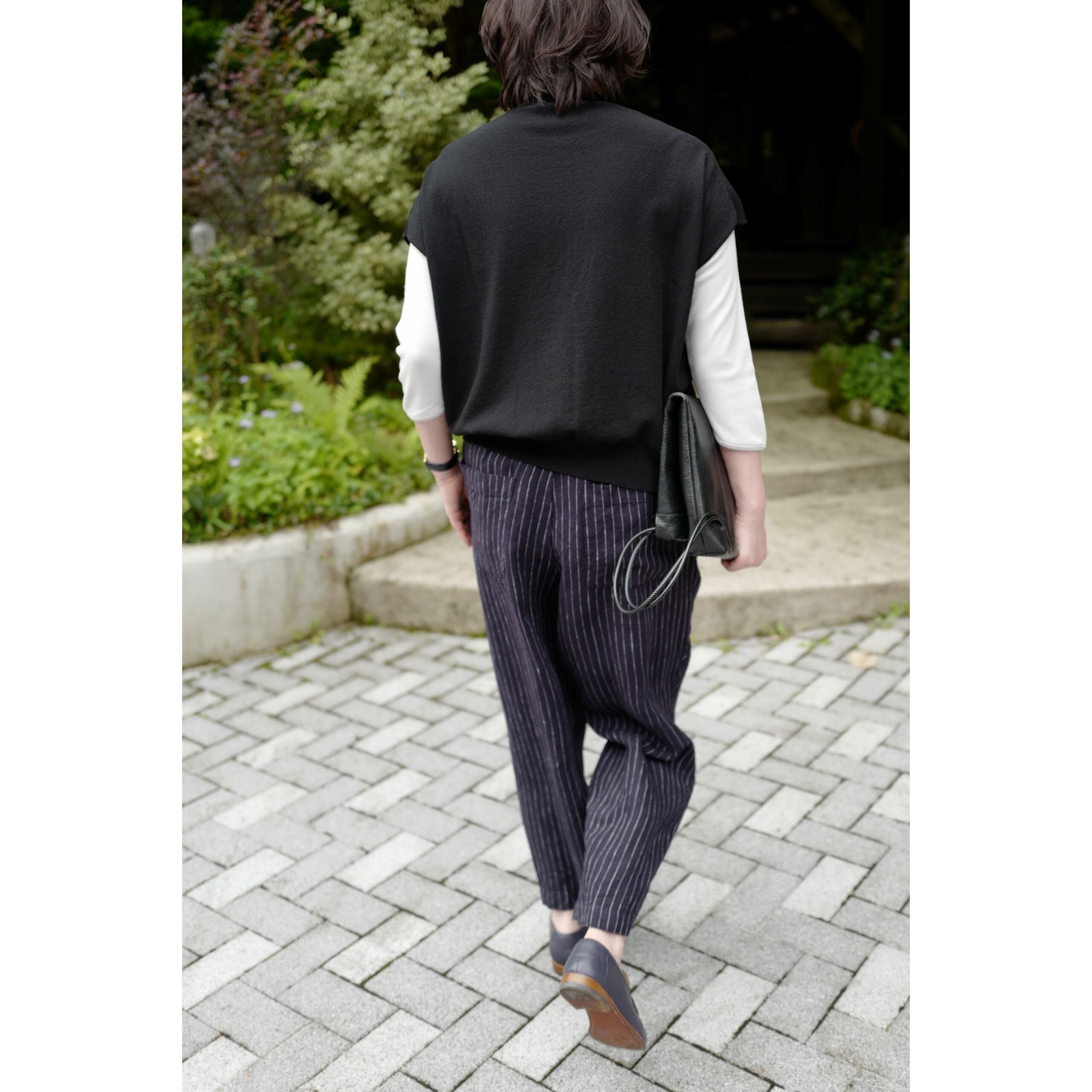evam eva ｜cotton knit vest (black) | robin ASO