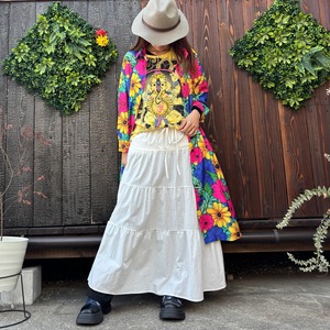 カラフル花柄ロングシャツ