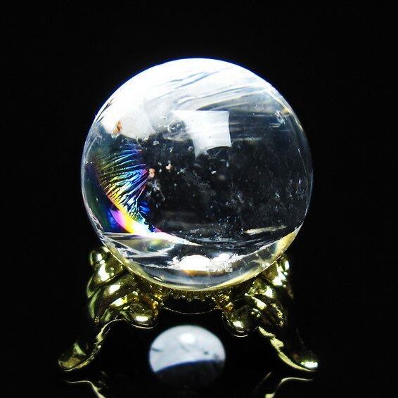アイリスクォーツ 水晶 丸玉 虹入り 25mm スフィア 置物 水晶玉 一点物 141-7035