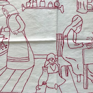 Hand Embroidered Tapestry / Family