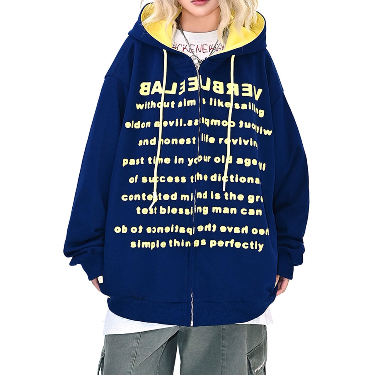 ツートンロゴグラフィックジップパーカー 2col R01098