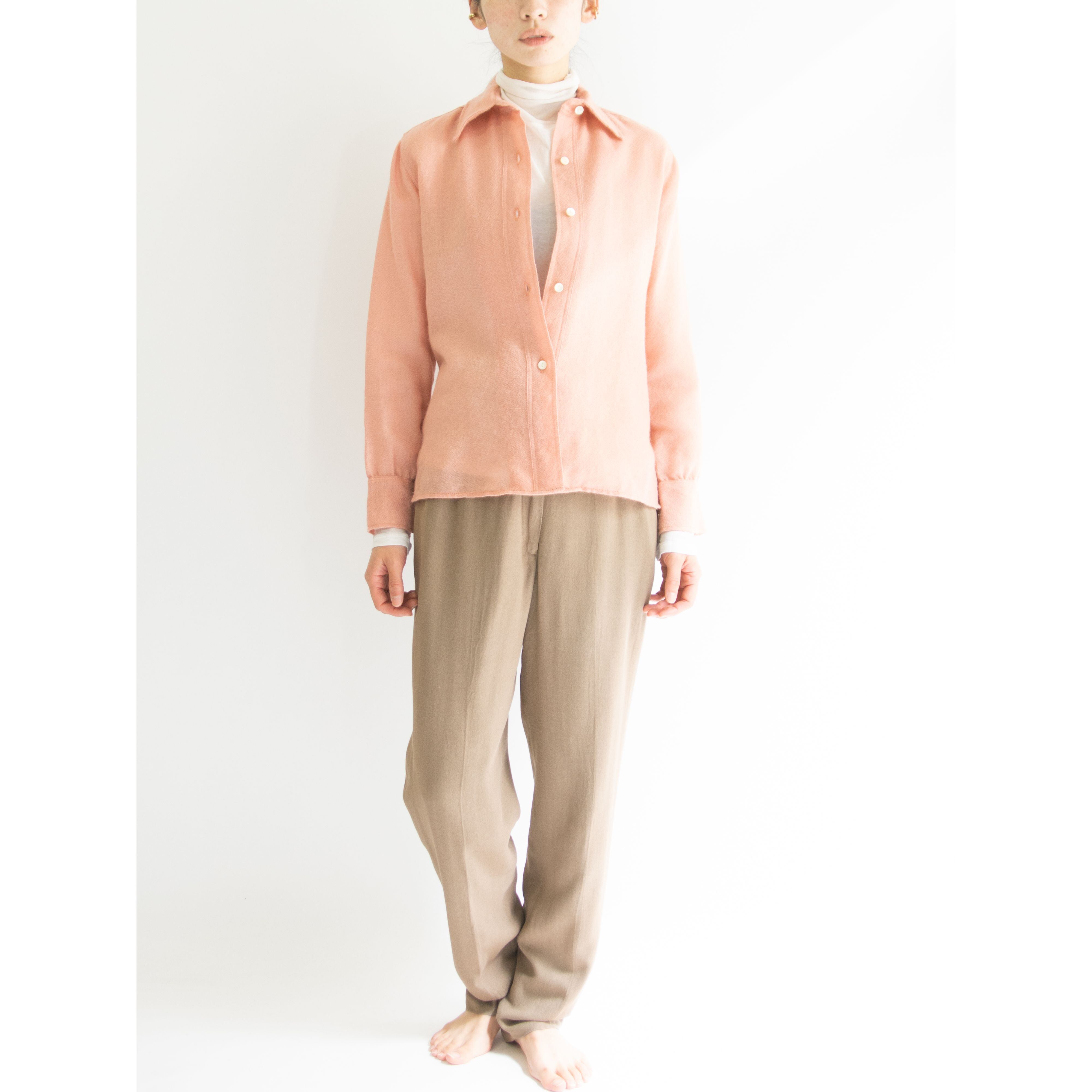 【DONALD DAVIES】Made in Ireland 70-80's 100% Wool Woven Shirt(アイルランド製 ウールシャツ ブラウス)