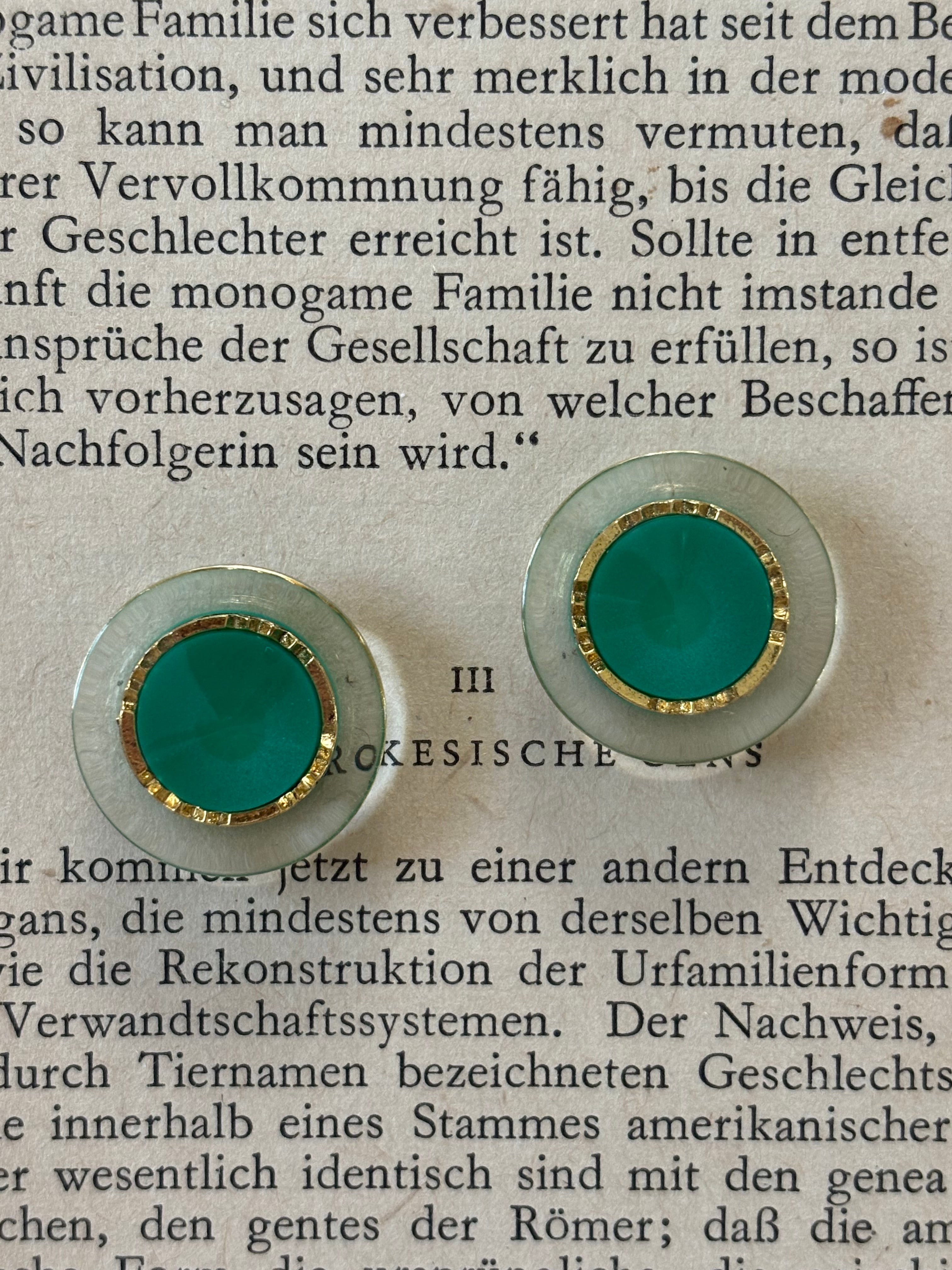 18mm Japanese ヴィンテージボタン グリーン シルバー ゴールド クリア レトロ アクセサリーパーツ 装飾材 カルトナージュ