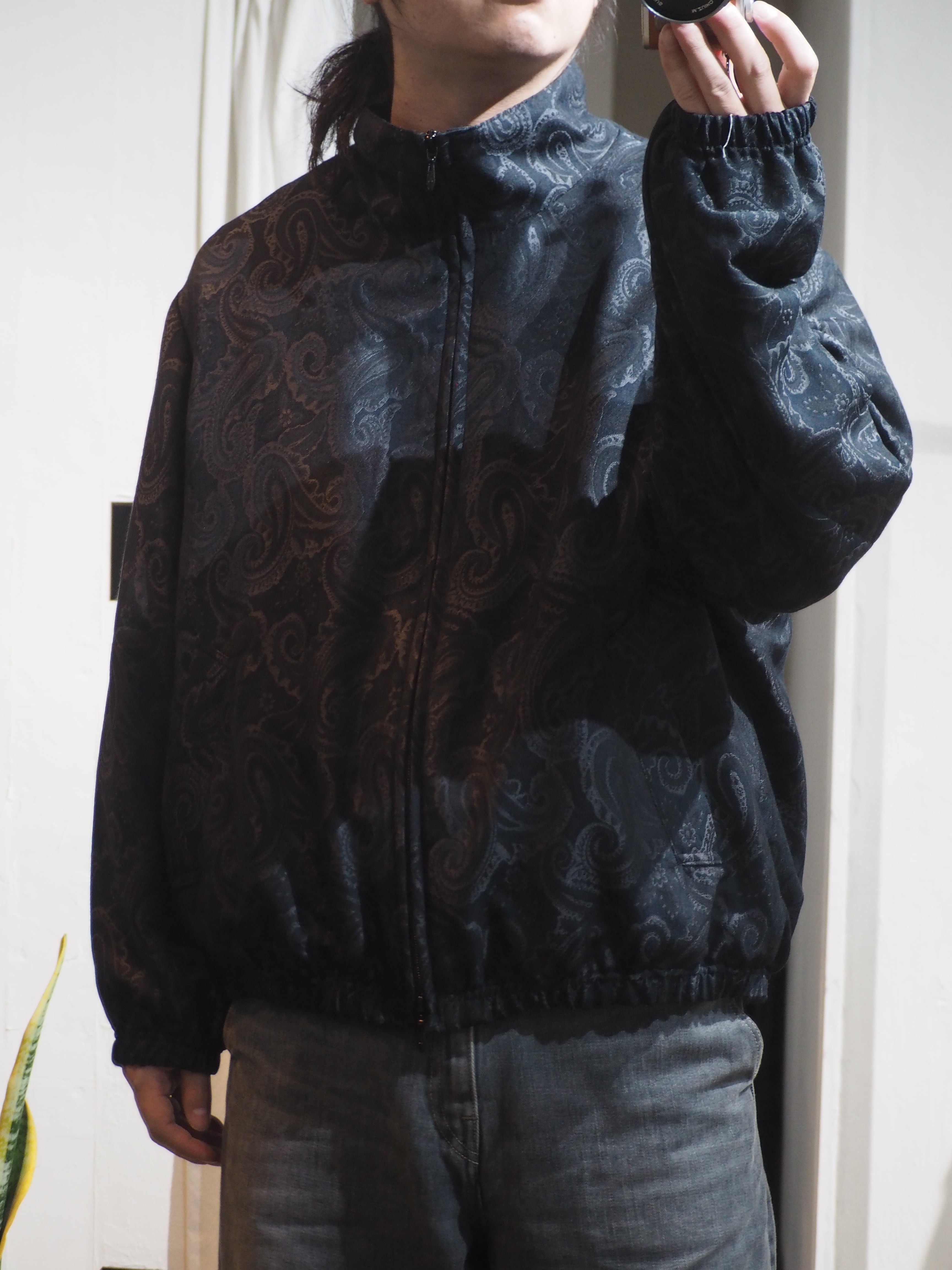 superNova. Track jacket - Paisley jacquard-Black x Navy