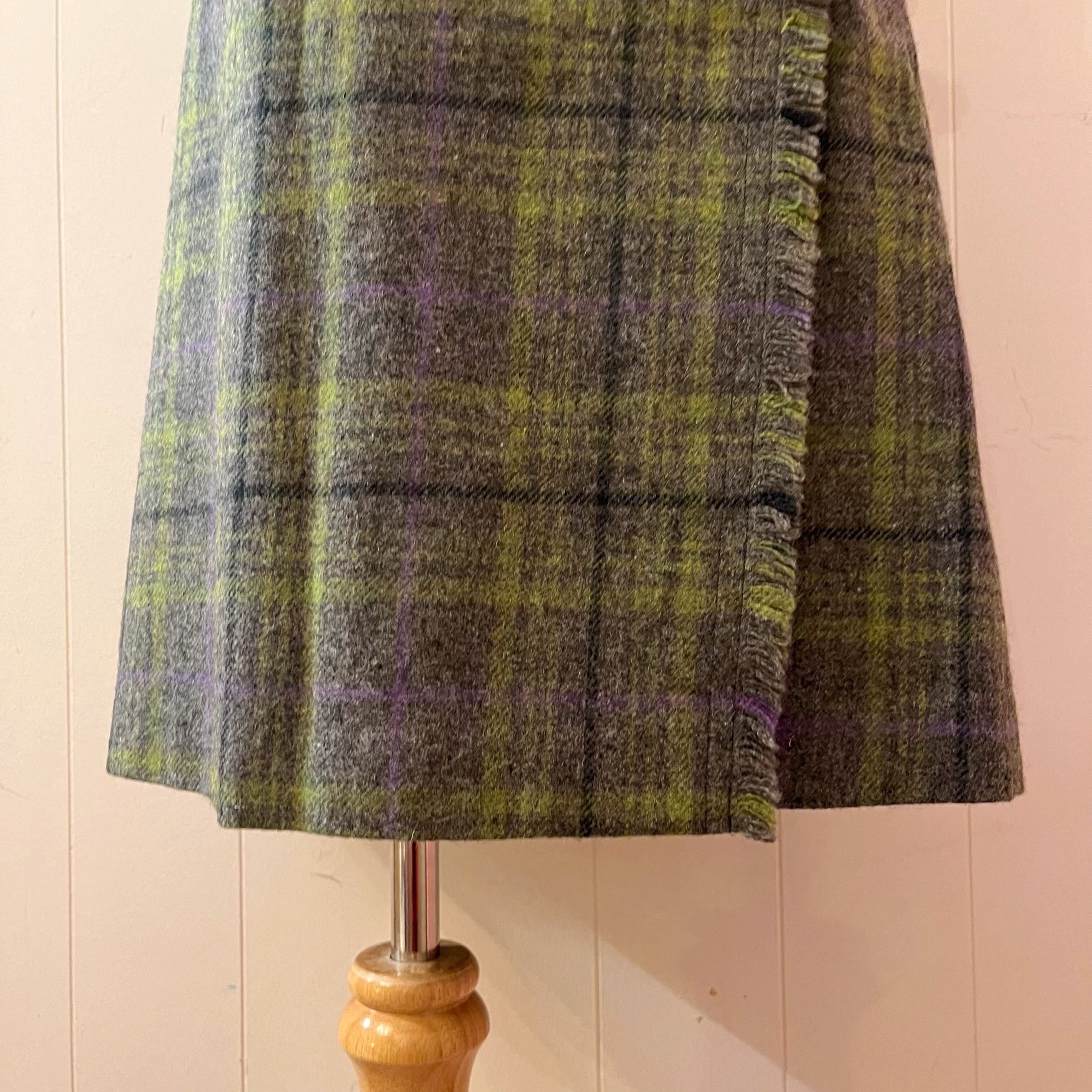 light green check wrap skirt