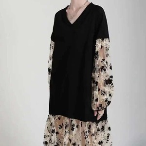 Patchwork Loose Long Dress / パッチワーク ルーズ ロング ワンピース