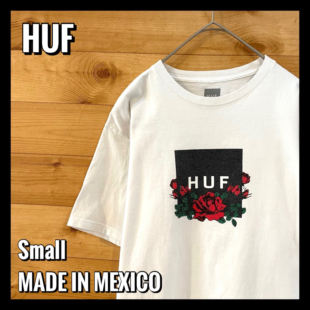 HUF】メキシコ製 ボックスロゴ 薔薇 Tシャツ Sサイズ ハフ US古着