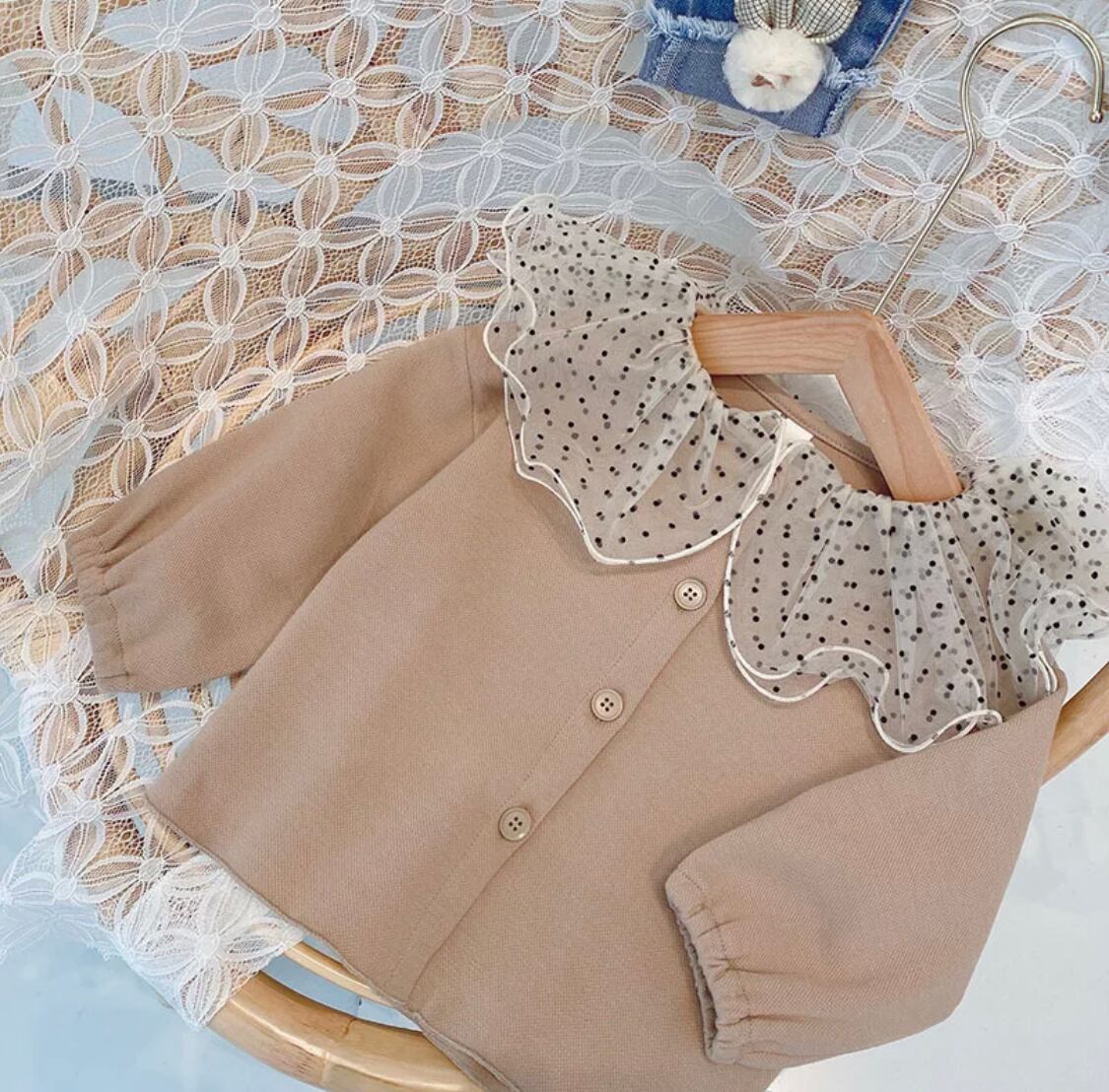 シースルーカラーブラウス》》》》》チュール　トップス　海外子供服　韓国　女の子　春