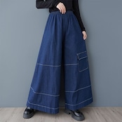 サイドポケット ワイドデニムパンツ 00168