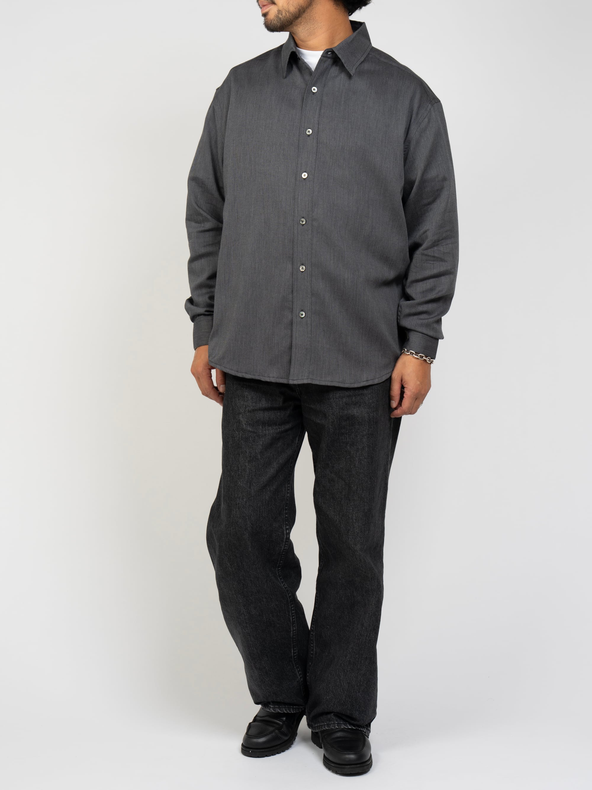 【限定品】OVY ✖︎ THOMAS MASON Cotton Cashmere THOMAS MASON Cotton Cashmere Relax Shirt(gray) | OVY