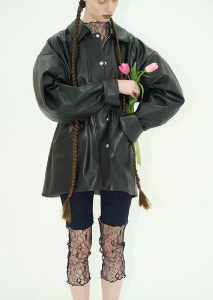 DECO fake leather open jacket | AAR