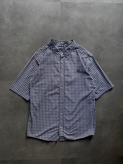 CHAPS チャップス 半袖チェックシャツ ボタンダウン 紺系