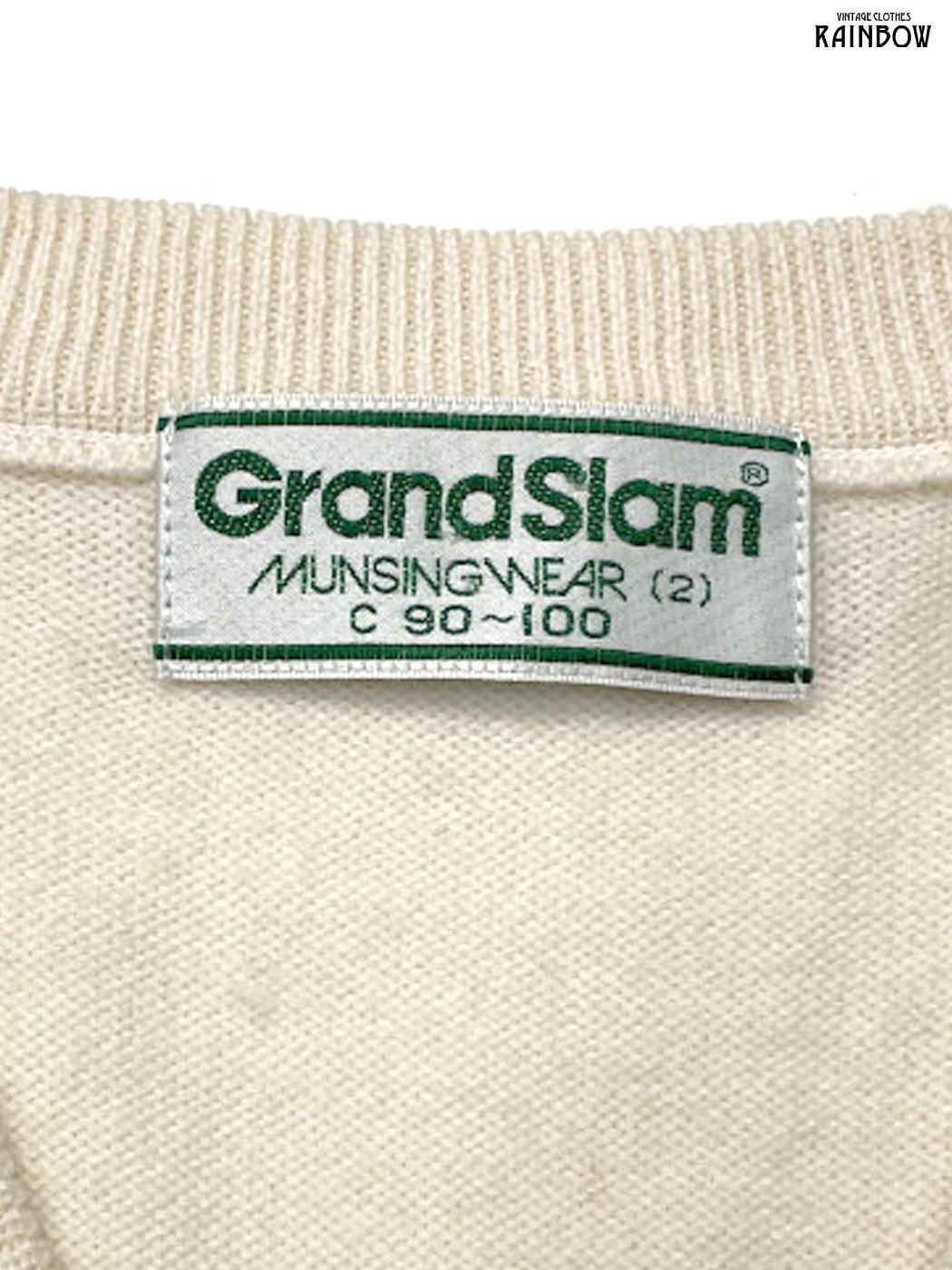 古着 Grand Slam グランドスラム Vネック ボーダー柄 ワンポイント