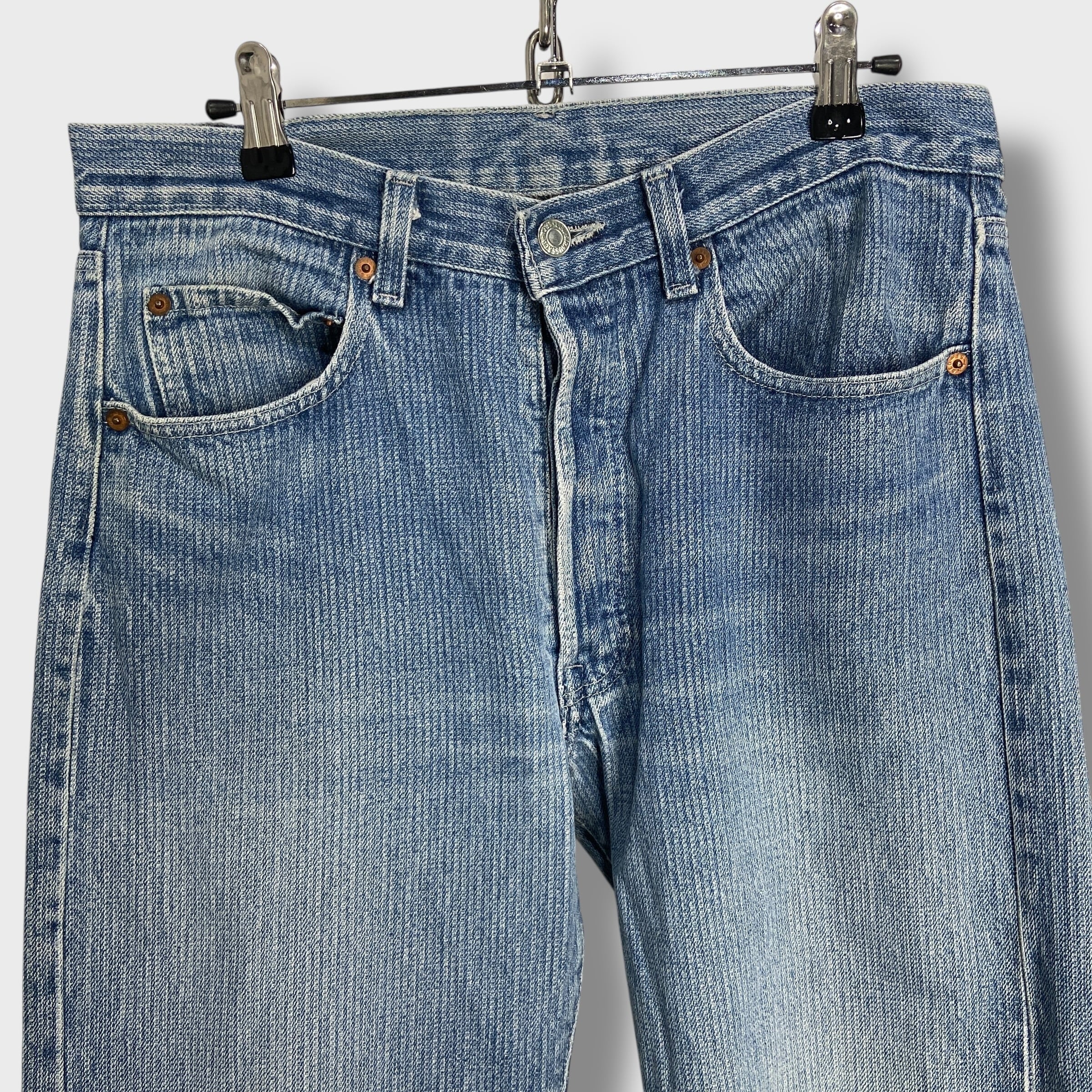 80s Levi's501 ストライプブルーデニムパンツW32L30 | 古着屋 Uan