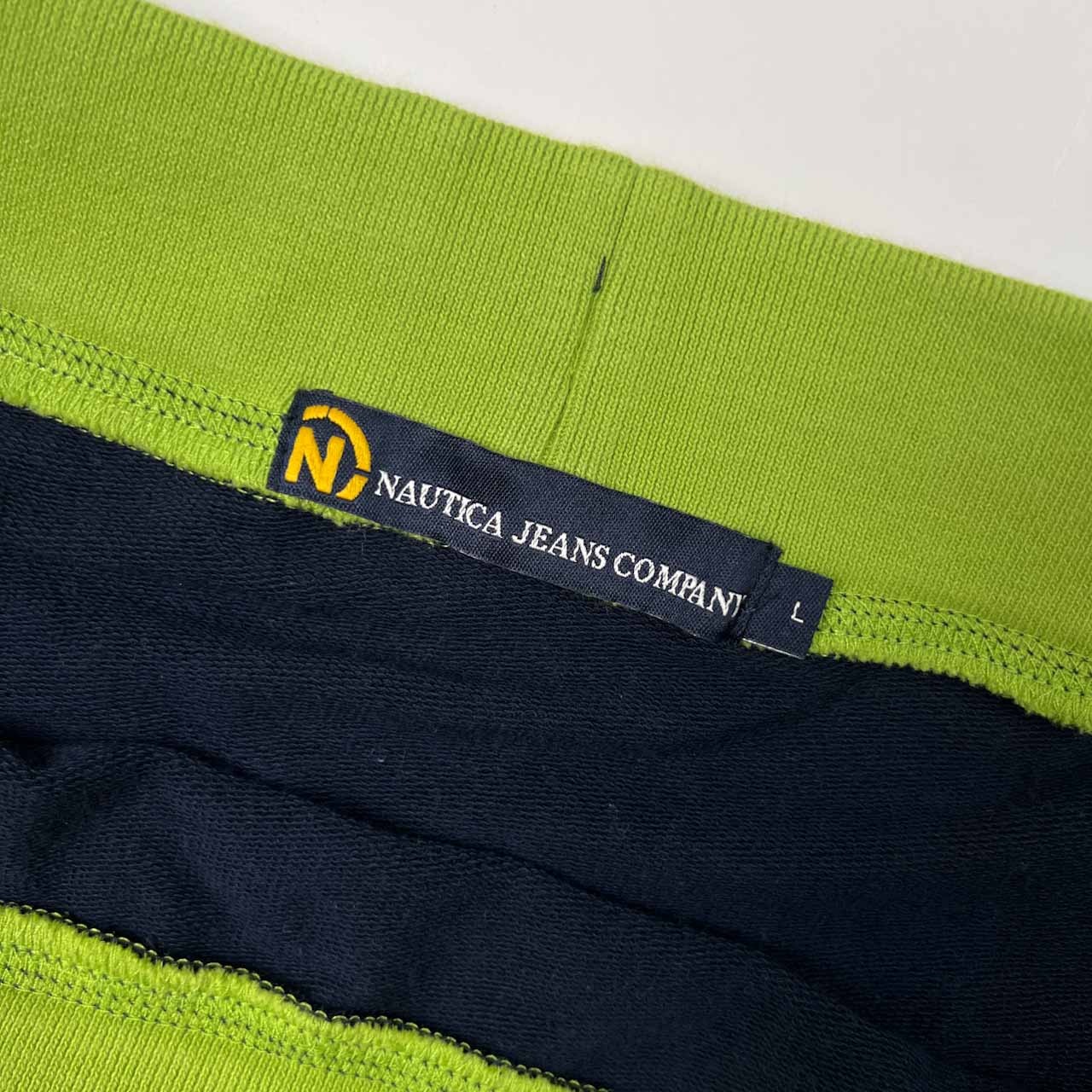 NAUTICA JEANS COMPANY ノーティカ ジーンズ カンパニー スウェット ミニ スカート サイズ L /ネイビー×グリーン