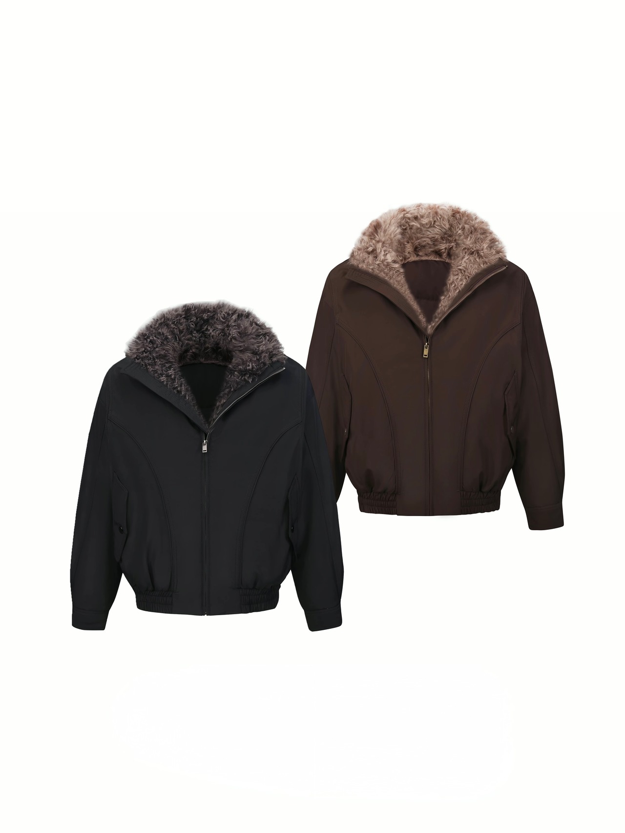 BOOGOOVOGUE Wolf Fur Collar Down Bomber