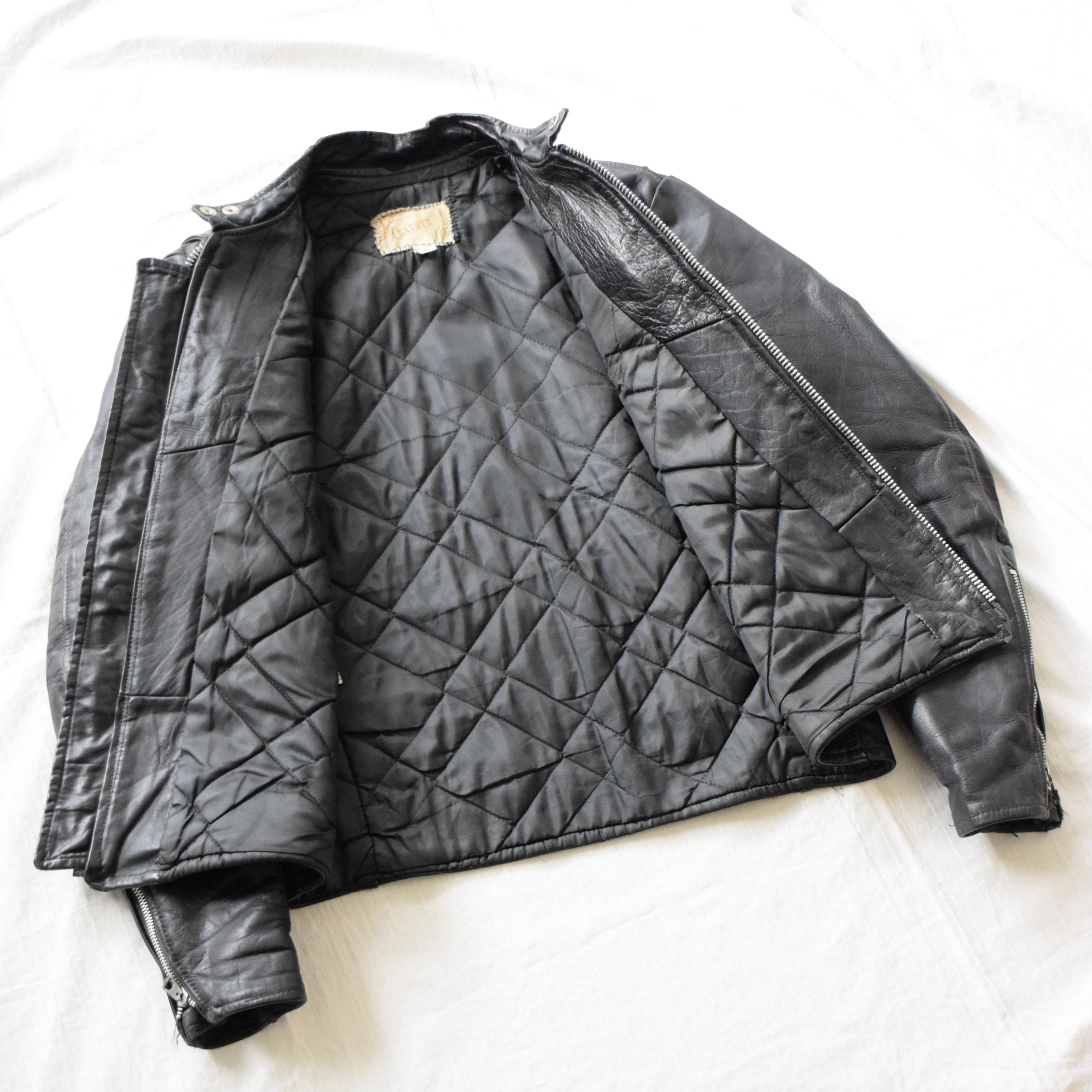 70's GENUINE LEATHER レザージャケット メンズ 40 ブラック
