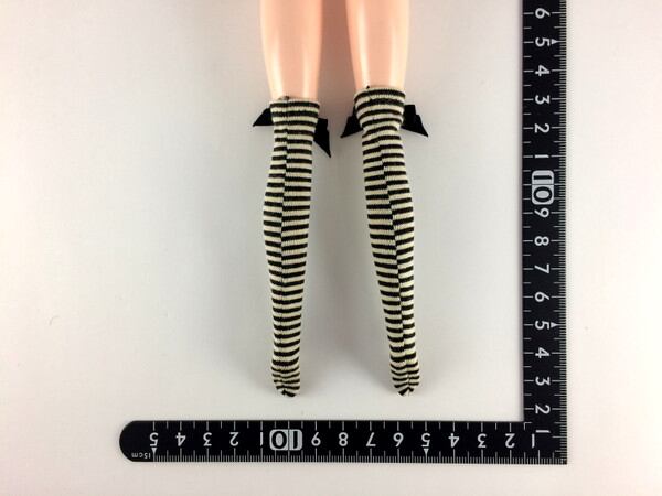 ドールアクセサリ 1/6 女性用 靴下 ストッキング 黒肌縞 BS108 - 画像2