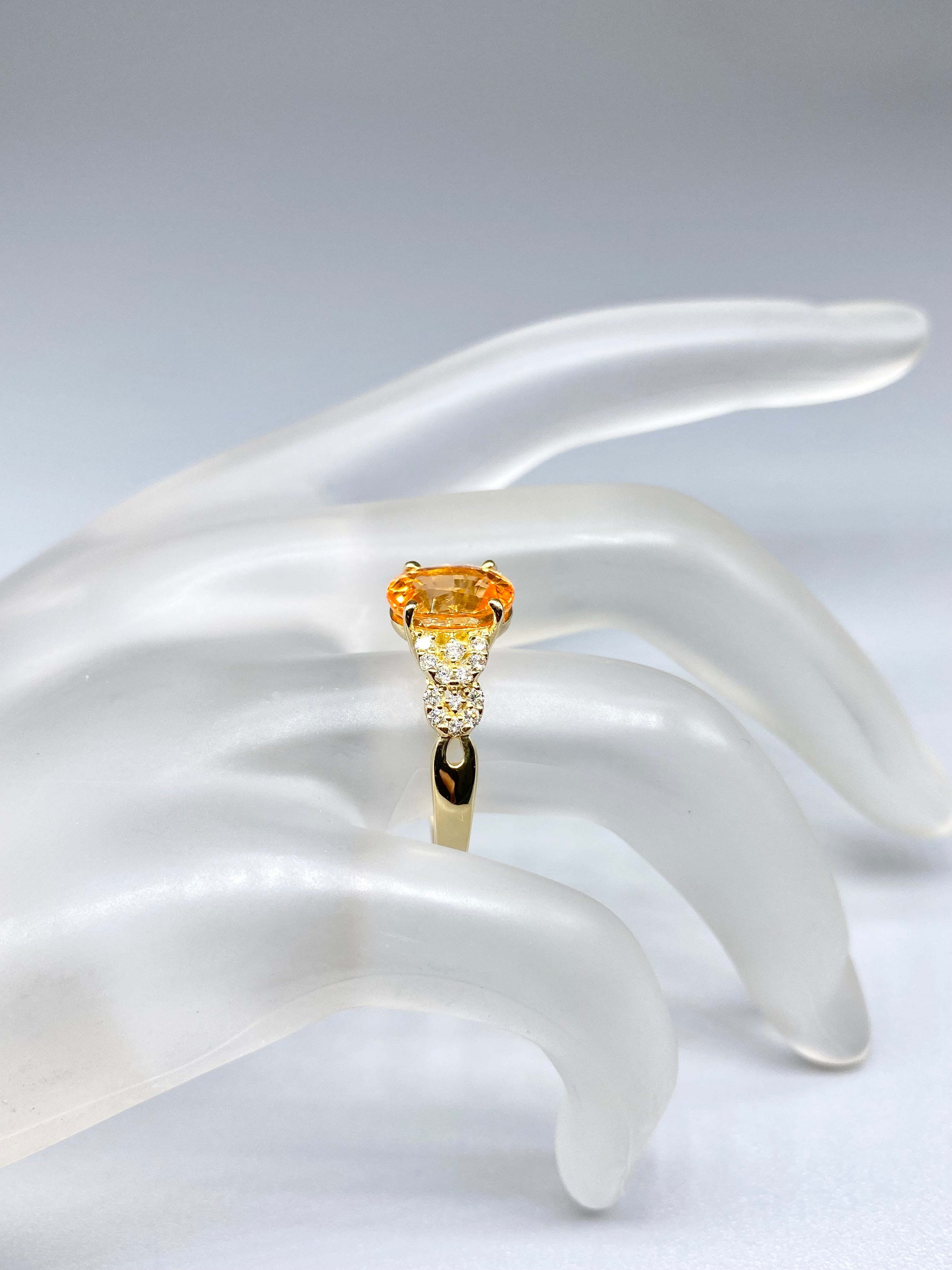 マンダリンガーネット 2.89ct / ダイヤモンド 計0.24ct K18 リング 12