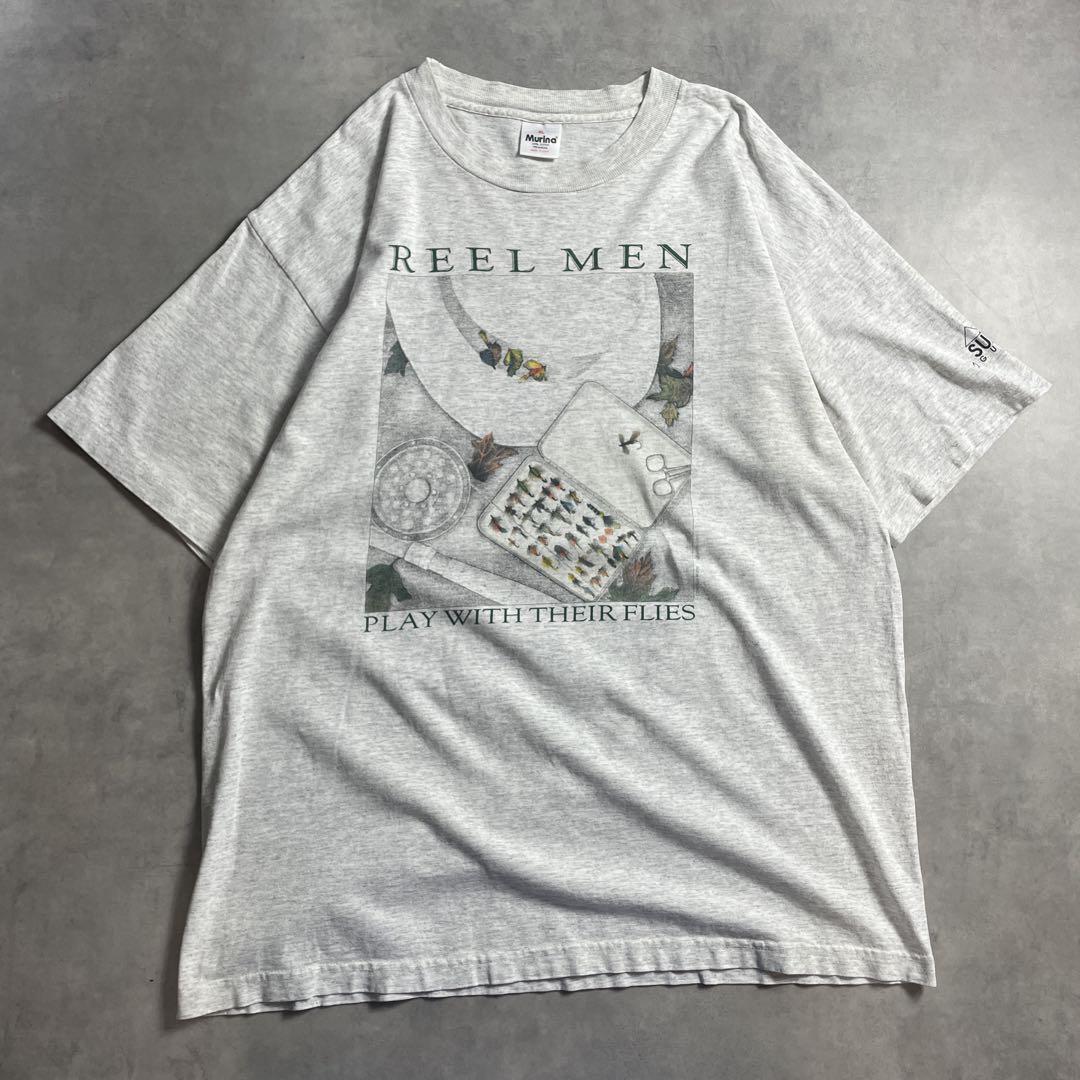 90s USA製 ルアー 釣り 絵 アート vintage T-shirt