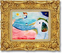 世界は手の中に 直筆油彩原画 額縁入り 12号サイズ | エンジェル