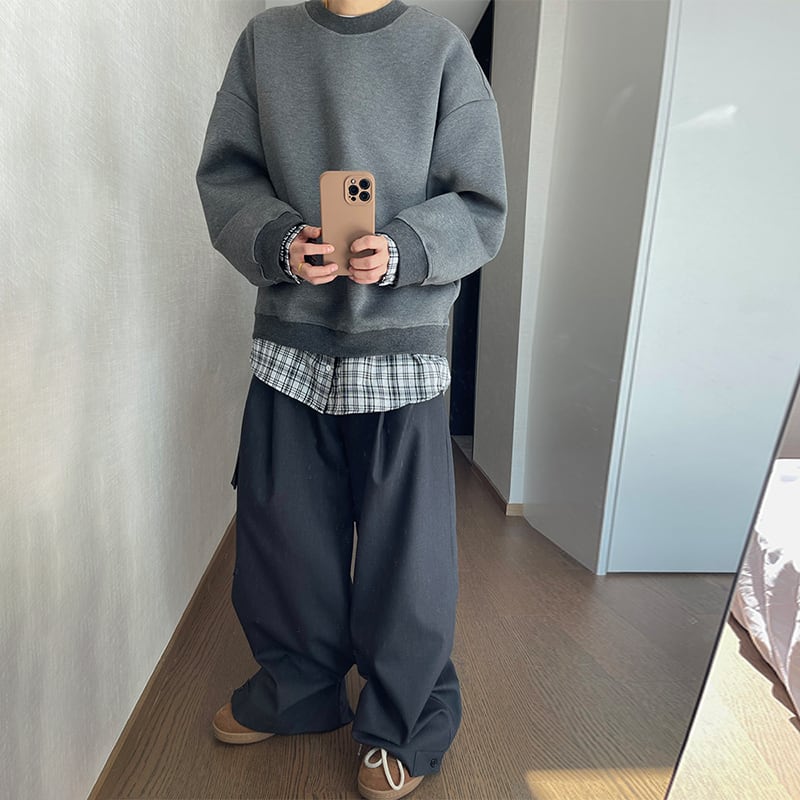 dannyandzeeトレンド感抜群チェックレイヤードトレーナー | mblueshop