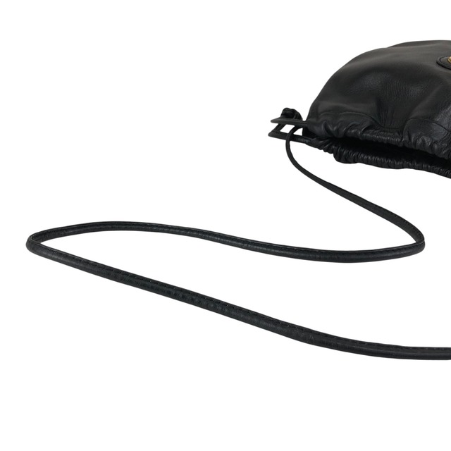 Christian Dior クリスチャン ディオール ショルダーバッグ ブラック CD レザー 巾着 vintage ヴィンテージ オールド 3cpukr