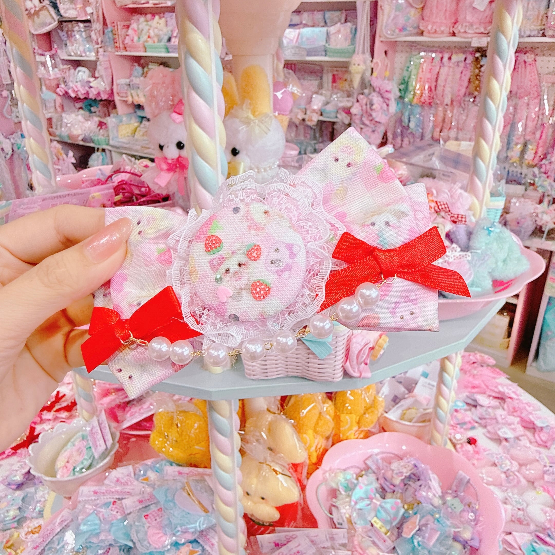 【R14】53-10布リボンヘアクリップ