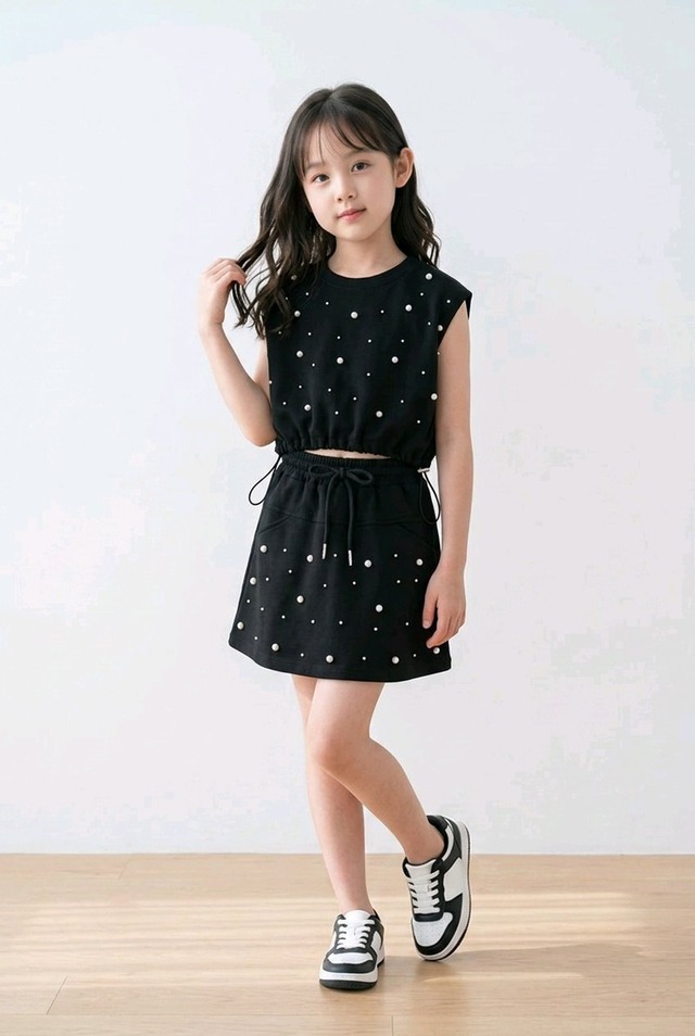 kids パール付きセットアップ