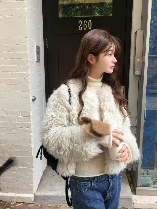 (vegetable) mellow fur jacket