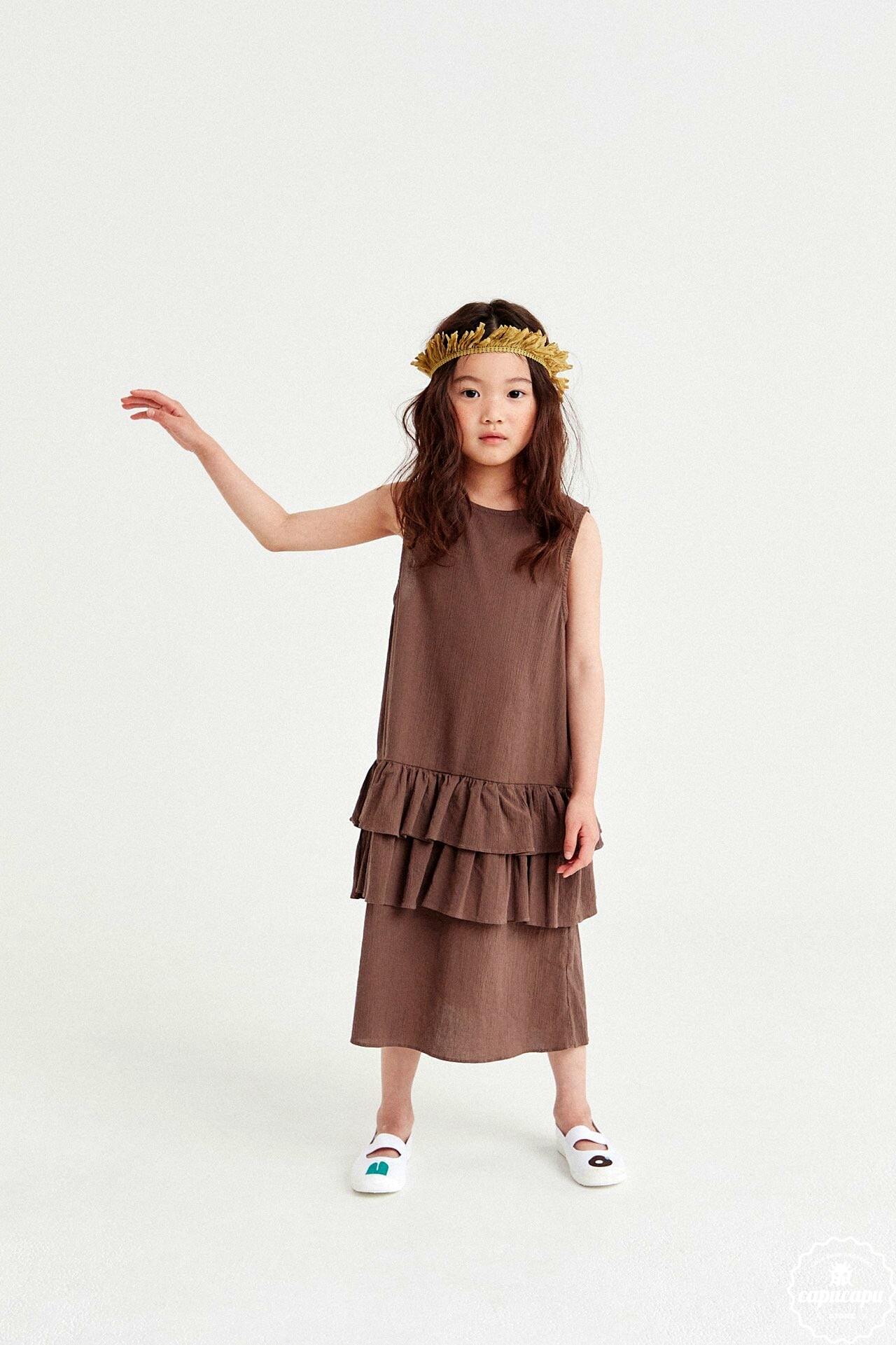 sold out»ブラウン L(110 サイズ) Tiered one piece ティアード