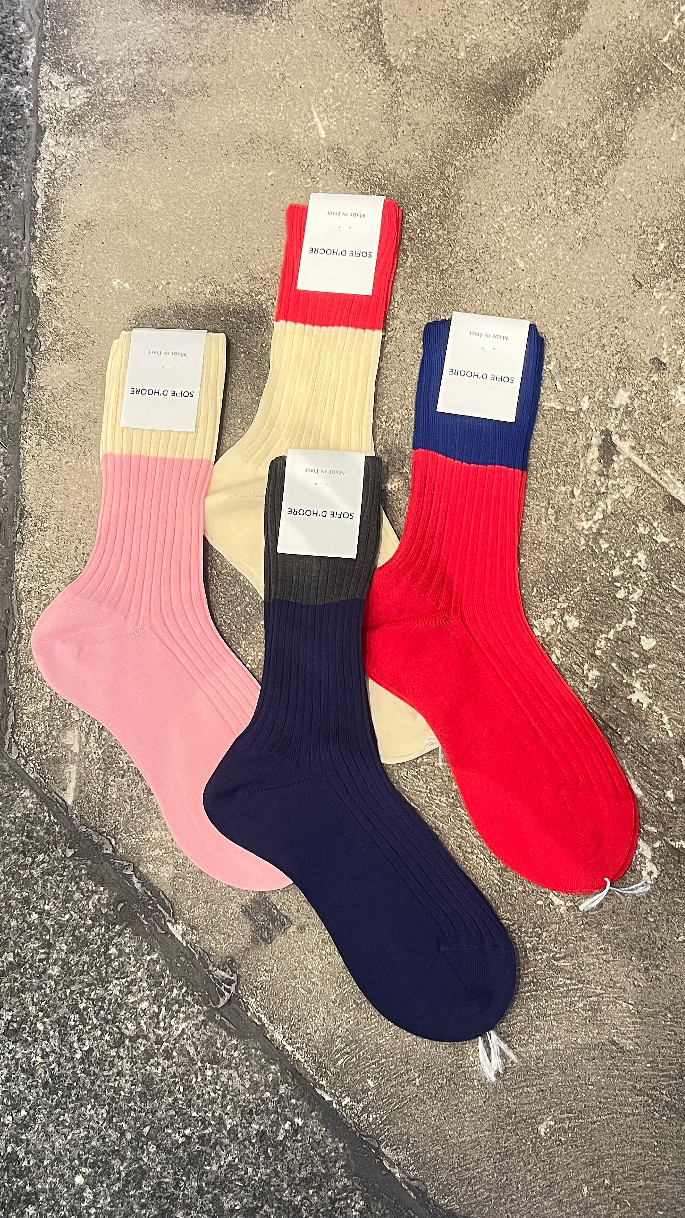 SOFIE D'HOORE -FOUR- bi coloured ribbed crew socks.