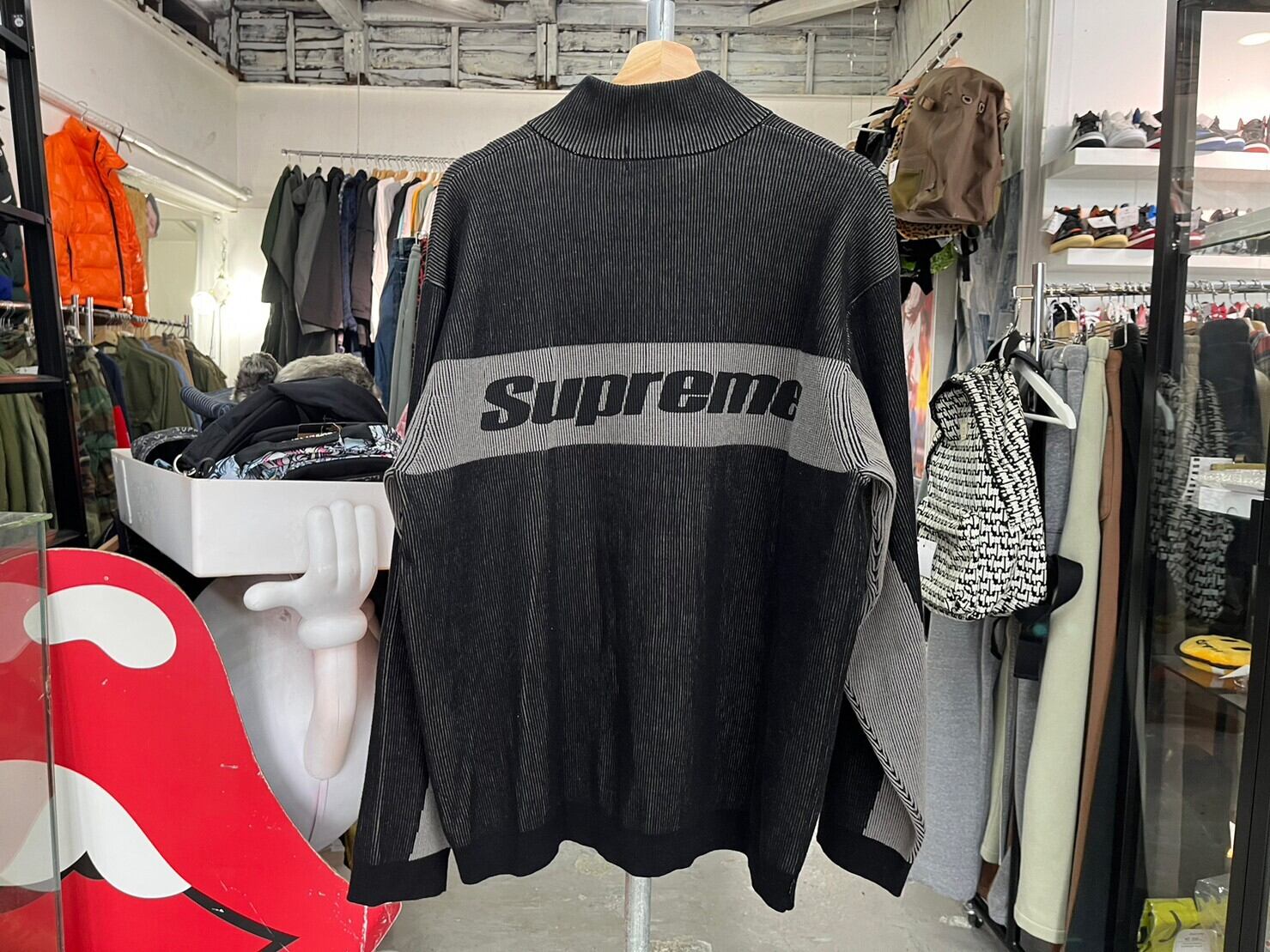 Supreme 22AW 2-TONE RIBBED ZIP UP SWEATER BLACK XL 13510 | BRAND ...