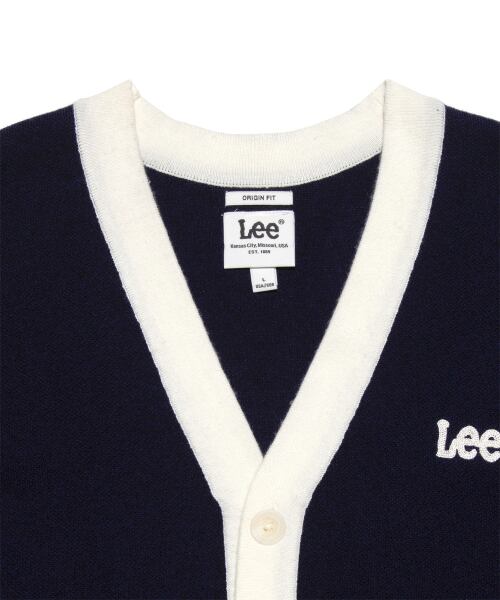 Lee】Wool V-Neck Colored Cardigan Navy | もごつ