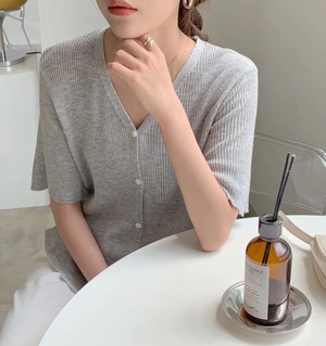 Vネック　シンプルカーディガン　AJ2205-645