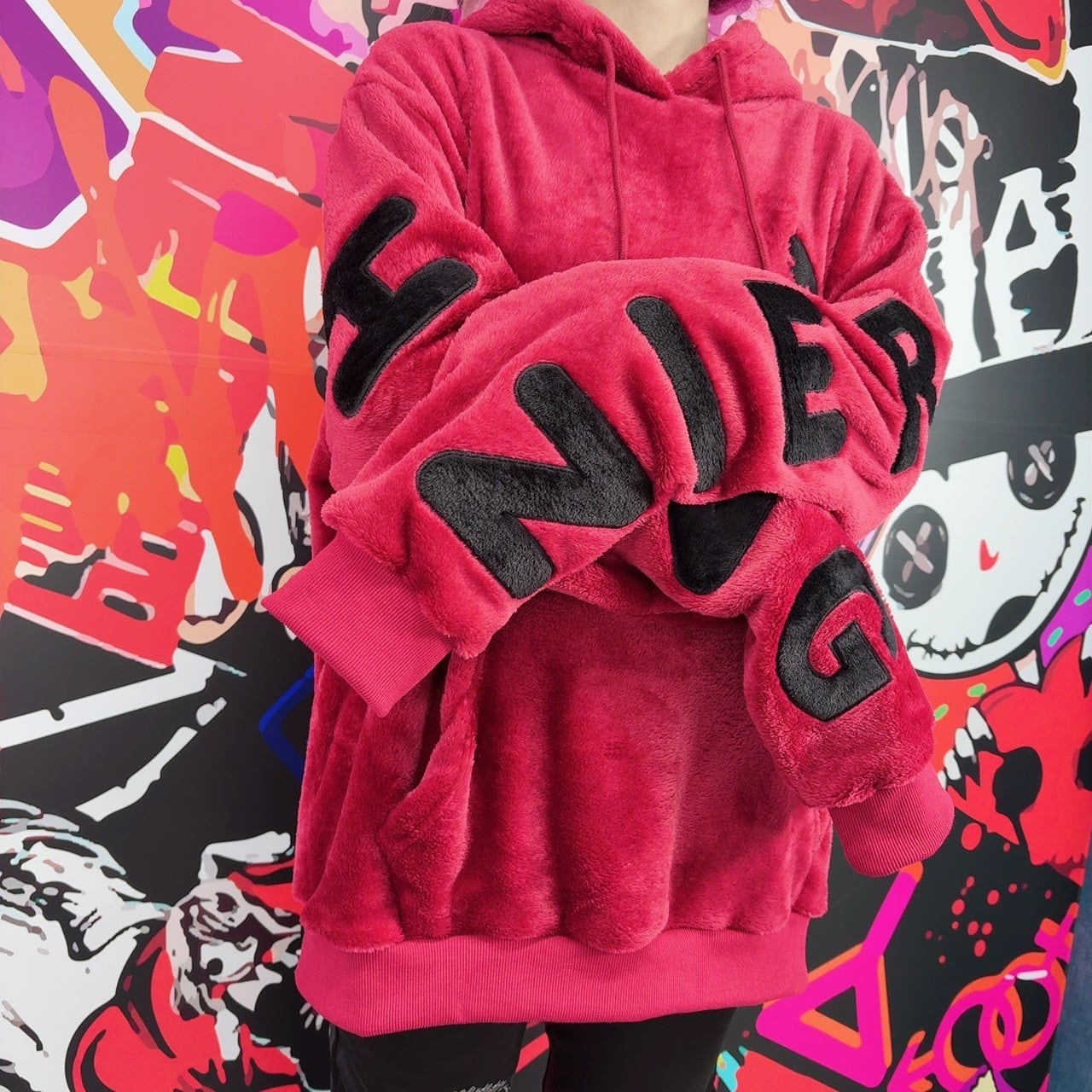 NIER BACK BIG LOGOふわもこHOODIE【Xmas RED】 | NIER CLOTHING