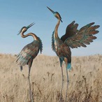 鶴の像 ２個セット 庭 装飾 オーナメント ヴィンテージ調 レトロ調 ガーデン オブジェ 置物 おしゃれ かわいい 動物