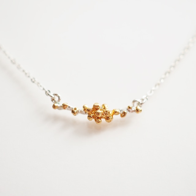 ミモザのネックレス(silver×gold)