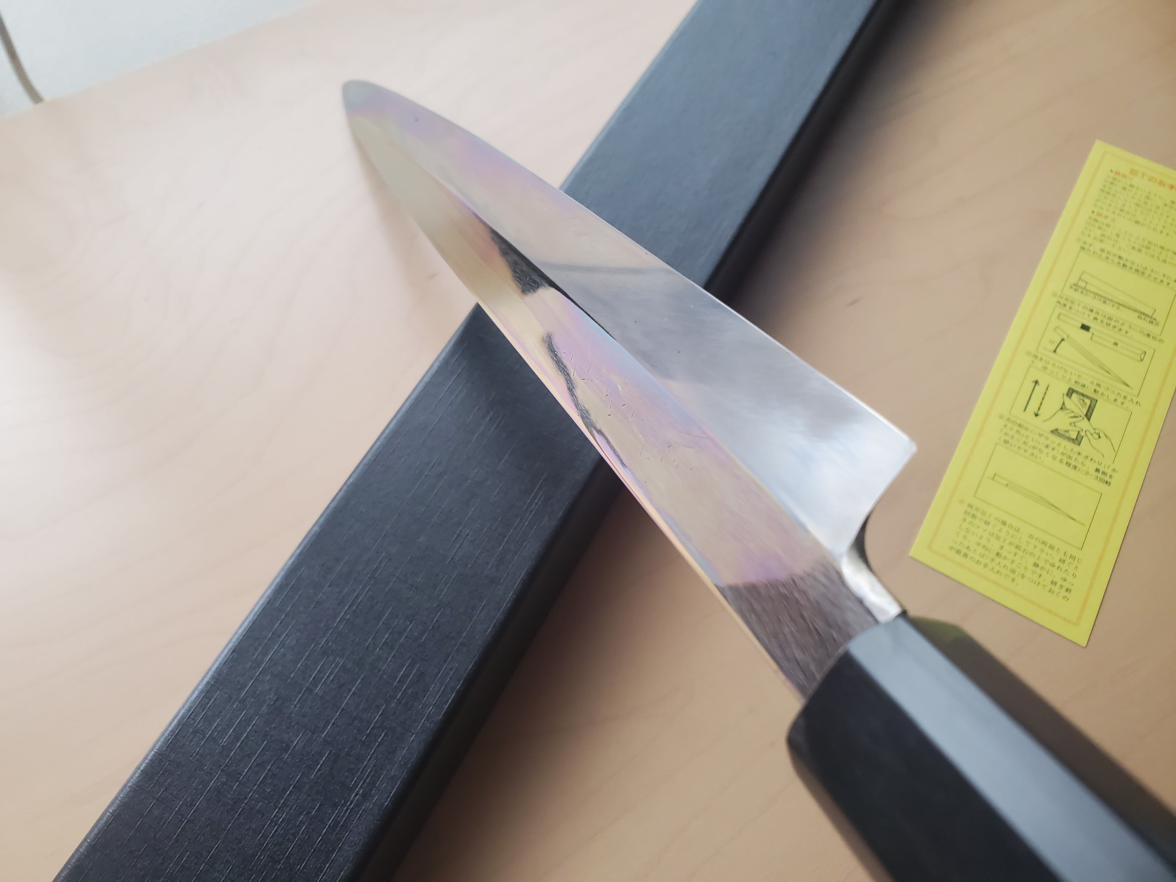 新潟三条 吉与正胤】ふぐ引き 尺 本焼 水牛角3段銀巻黒檀柄（中古品