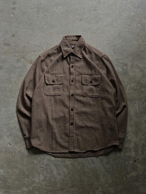 RRL ダブルアールエル 長袖チェックシャツ 胸フラップポケット ブラウン系