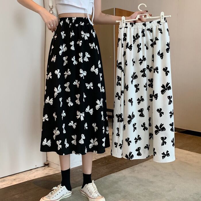 ハイウェスト薄手Aラインスカート サマープリント 夏物 1号婦人13861189169
