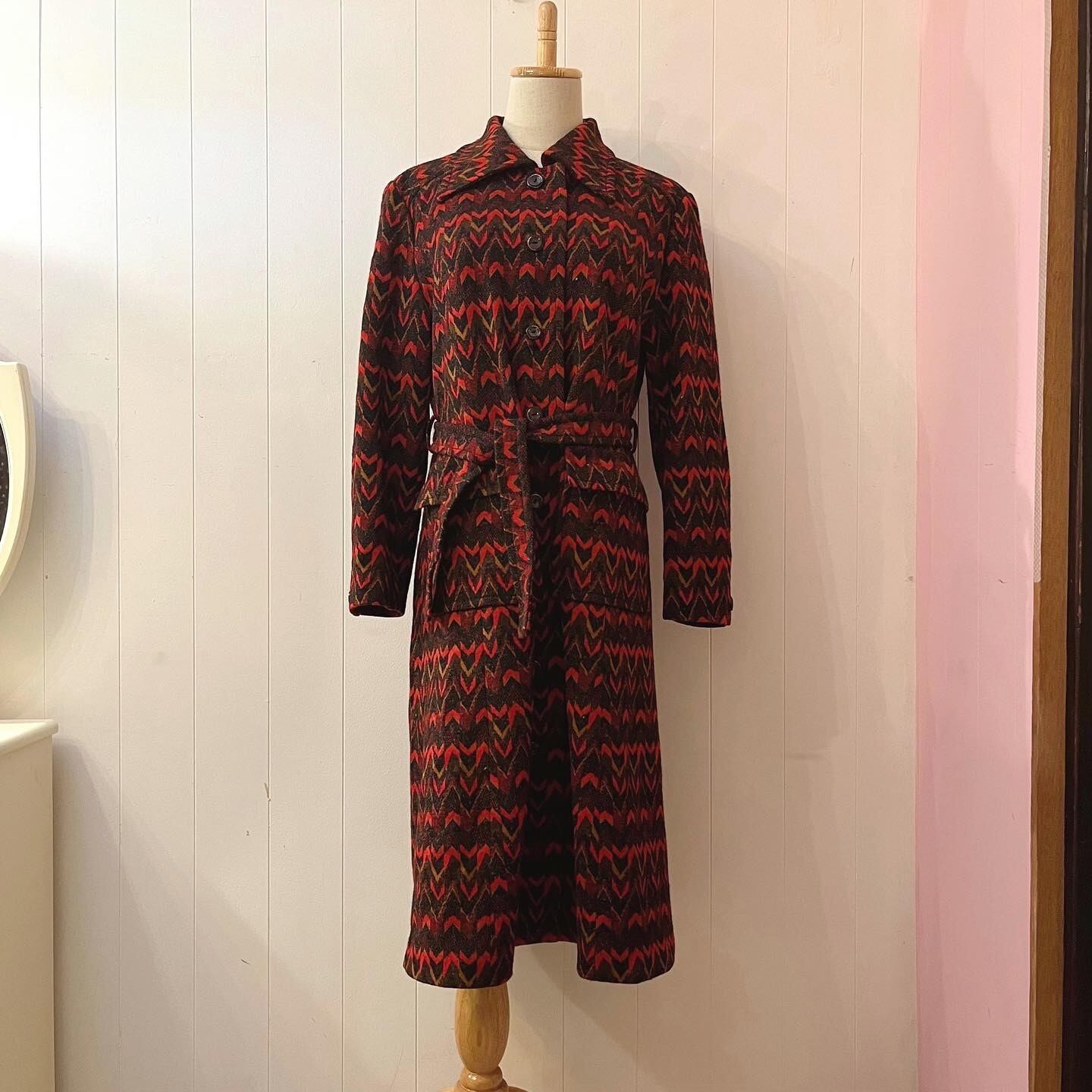 70s jacquard knit coat