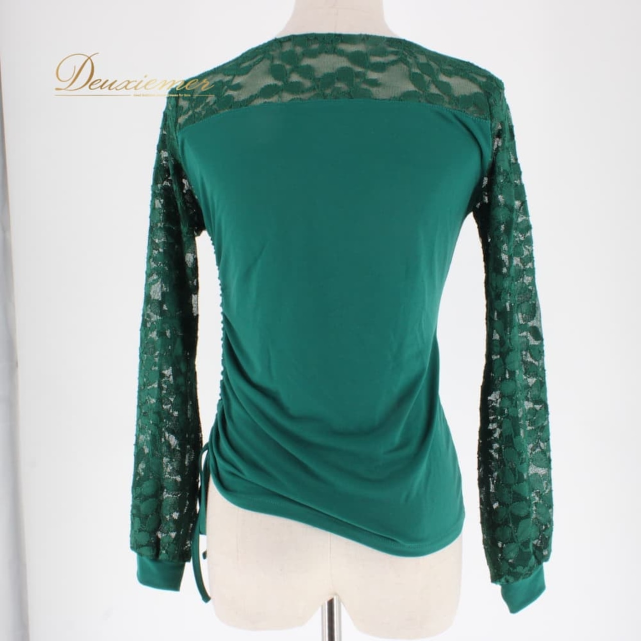 社交ダンス 衣装 スタンダード トップス レッスンウェア レディース グリーン系 緑 レース 練習着 長袖 かわいい フォーマル 上品 練習用 レッスン用 ワルツ タンゴ デモ お稽古ウェア グリーン 緑系 深緑 きれいめ 大人かわいい シック 透け感 レース素材 レース袖 レース調 伸縮性 ルーズ感 フィット感 エレガント フォーマルウェア パーティー ステージ衣装 フロントシャーリング かわいいデザイン スタイリッシュ 9号表記なし Mサイズ相当 長袖トップス