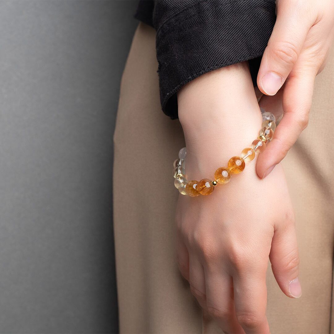 シトリンブレスレット 16センチ8mm玉 X.G】シトリン メンズ