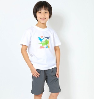 恐竜プリントＴシャツ（子供用トリケラトプス）ホワイト