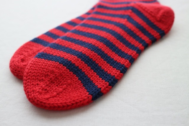 ウール手編み靴下