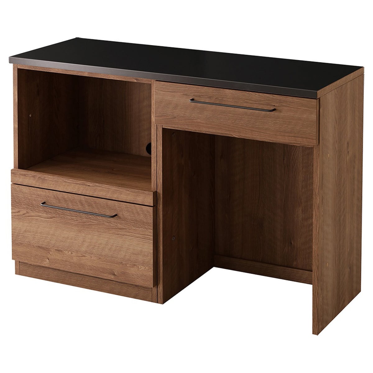 日本製 特殊鋼板を使った組み合わせキッチンカウンター 120cm オープン収納+ゴミ箱上カウンター