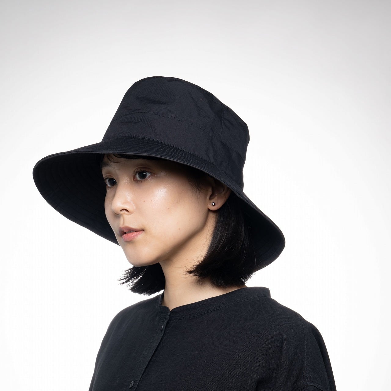 撥水＆遮光生地 ステッチバケットハット ドローコード・収納ポーチ付き