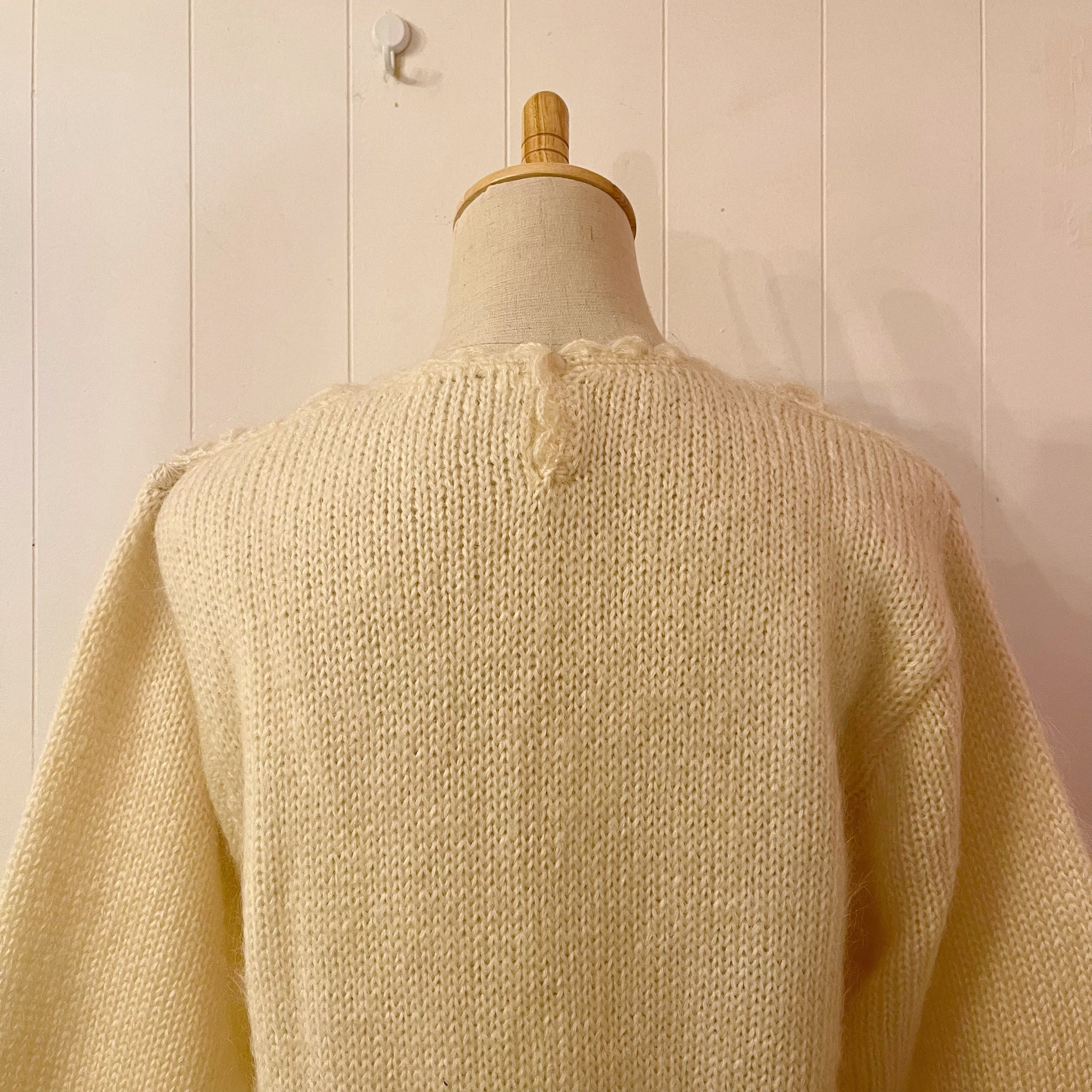 flower lace cream knit sweater