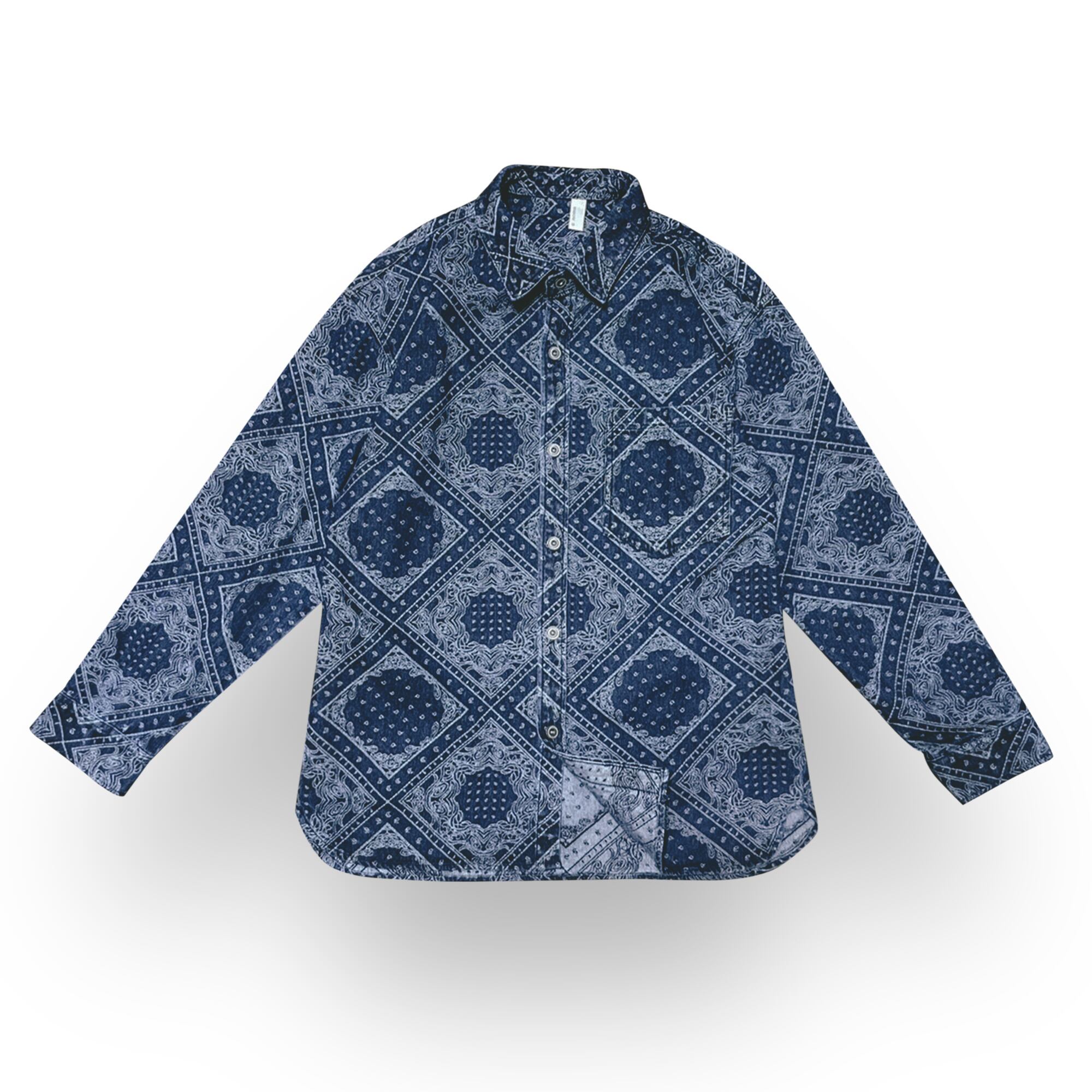 ペイズリーデザインデニムシャツ